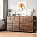 Rustic Brown 10-Drawer Chest of Drawers with Side Pockets