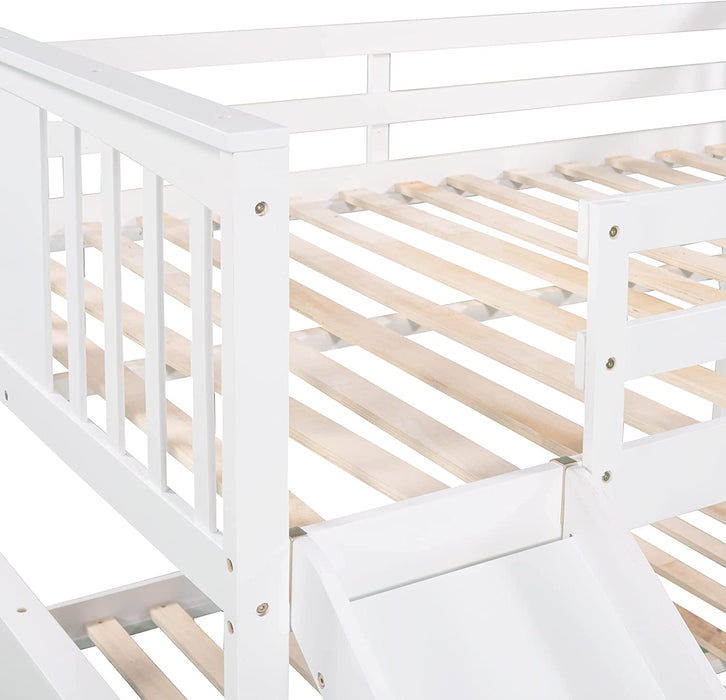 Twin/Full Bunk Bed, Ladder, Guardrail, White