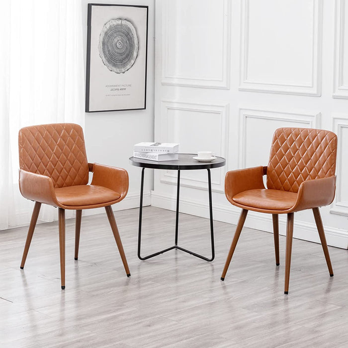 Set of 2 Orange Bentwood Frame Dining Chairs with Arm