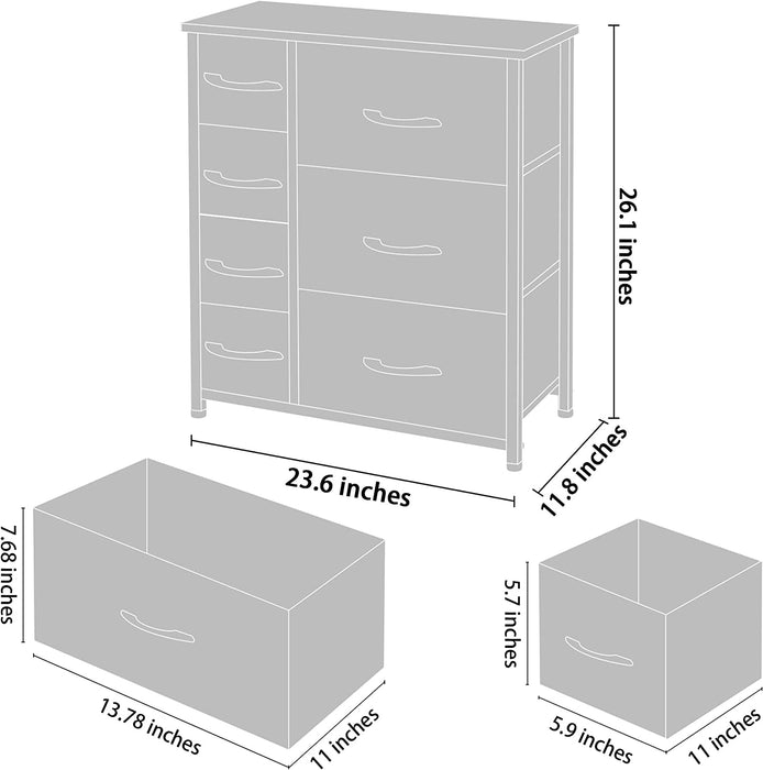 Coffee 7-Drawer Vertical Dresser Storage Tower