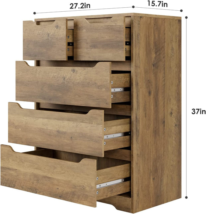 Modern Rustic Brown 5-Drawer Dresser