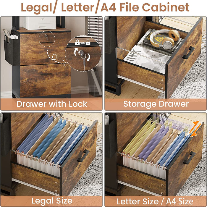 Lockable File Cabinet with Adjustable Storage Shelf