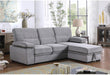 Gray Velvet Reversible Sleeper Sectional Sofa