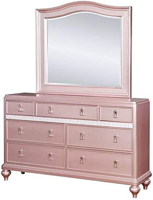 Contemporary Solid Wood 2-Piece Dresser and Mirror