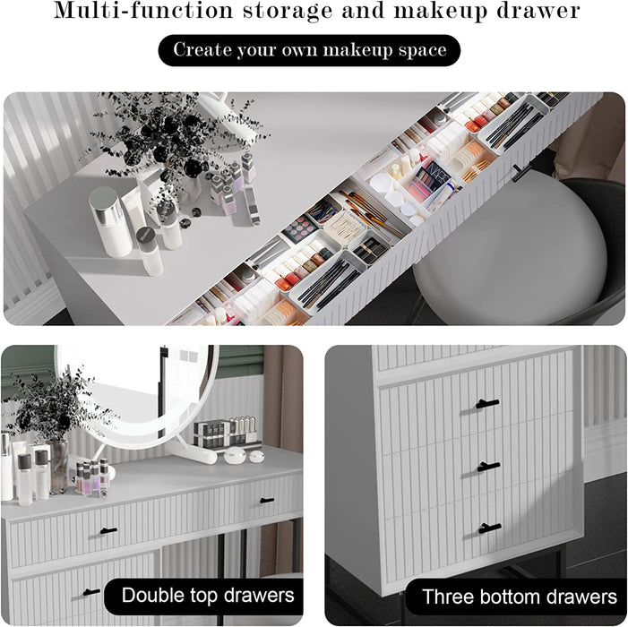 Grey Modern Makeup Vanity Dressing Table with Drawers