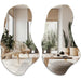 Irregular Wall Mirror, Set of 2, 31.5 X 17.5, Asymmetrical Curvy Groovy Blob Decor for Living Room Entryway Bathroom