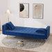 Blue Velvet Futon Sofa Bed with Adjustable Backrest