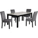 6-Person Dining Table with Faux Marble Top, Black Base