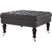 Charcoal Gray Tufted Ottoman with Rolling Wheels