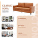 Modern PU Leather Upholstered Living Room Sofa Set 3 Seat Couch and Loveseat for Home Office - Brown