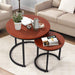 Red Walnut Small round Coffee Table Set of 2