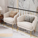 Modern Beige Velvet Accent Chair with Golden Legs