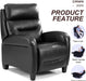 Black Leather Single Recliner Sofa with Automatically Lifting