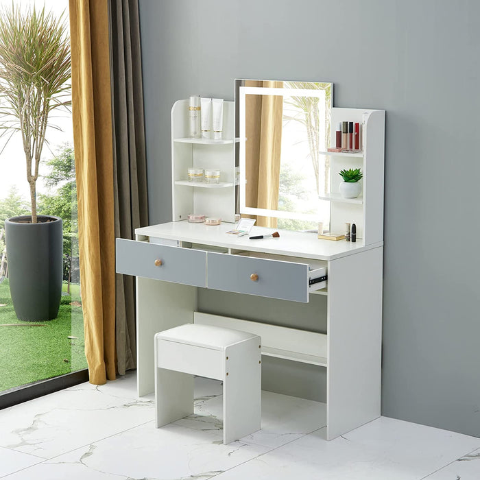 White Bathroom Vanity Table Set