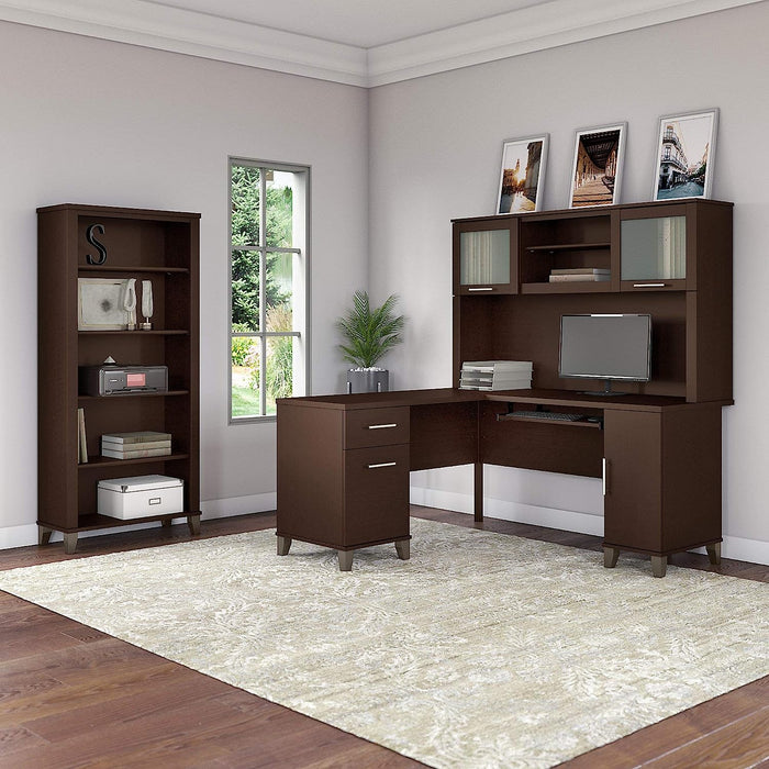 Somerset L-Shaped Desk with Hutch, Bookcase
