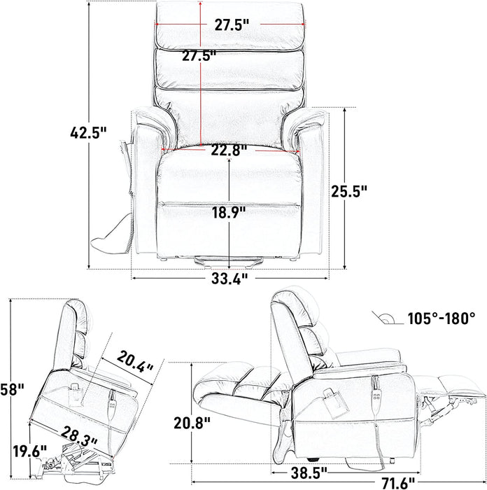 Brown Faux Leather Electric Power Lift Recliner