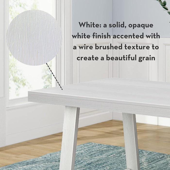 Farmhouse Solid Wood Rectangular Dining Table (White)