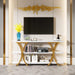 Gold Console Table with 3 Tier Shelves