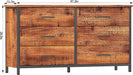 Industrial 6-Drawer Wood Storage Dresser, Steel Frame