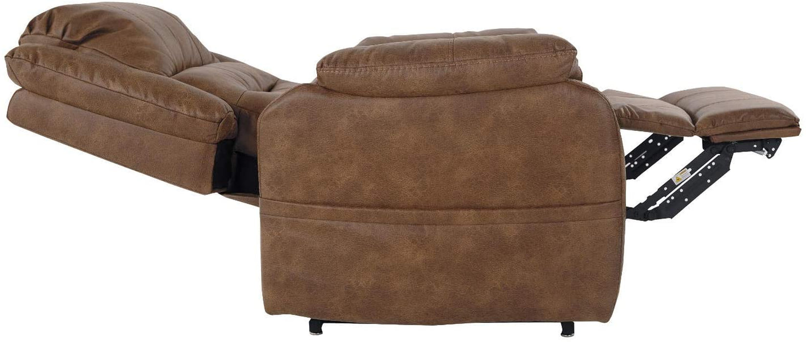 Yandel Brown Faux Leather Electric Power Lift Recliner