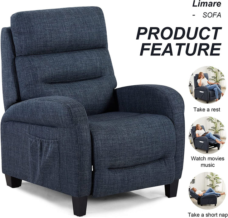 Accent Contemporary Lounge Chair with Armrests (Navy)