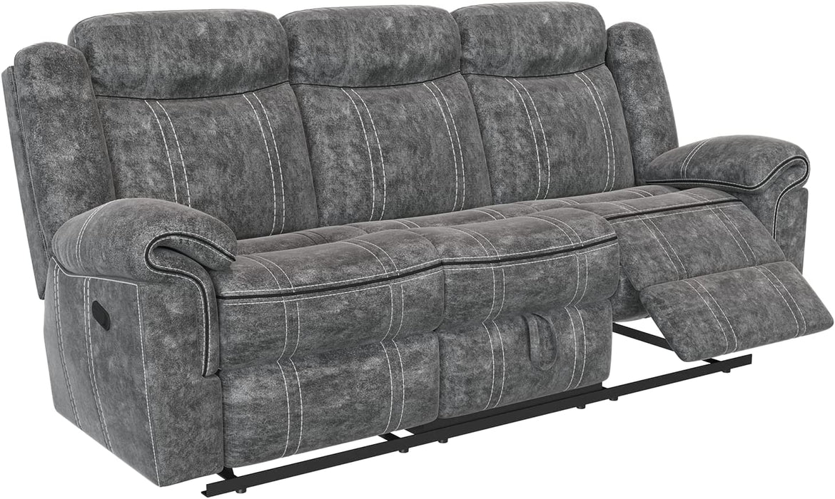 Zubaida Sofa (Glider & Motion) - - 2-Tone Gray Velvet.