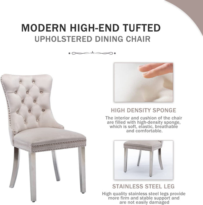 Luxury Tufted Dining Chairs with Metal Legs, Set of 6