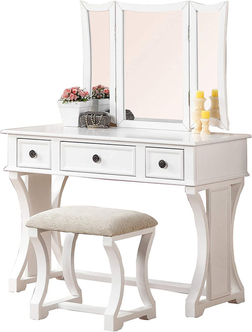 White Vanity Set with Stool