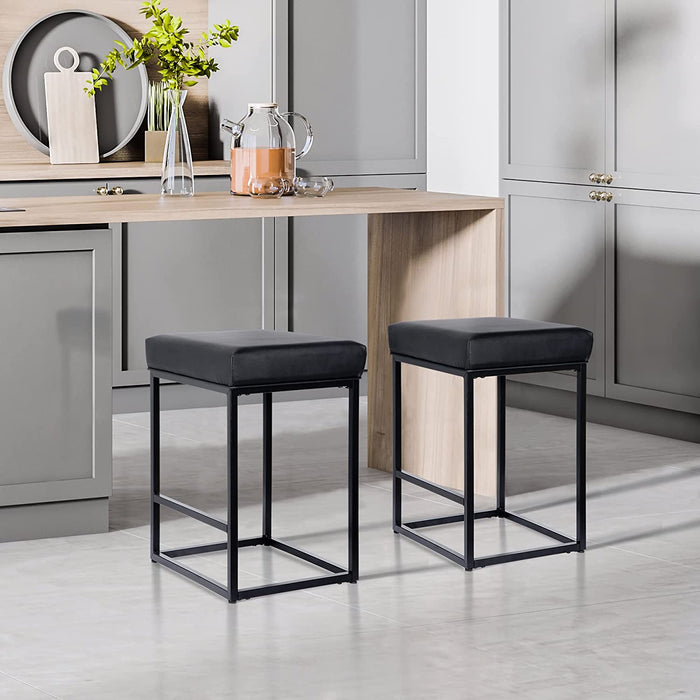 Black Backless Counter Height Barstools, Set of 4