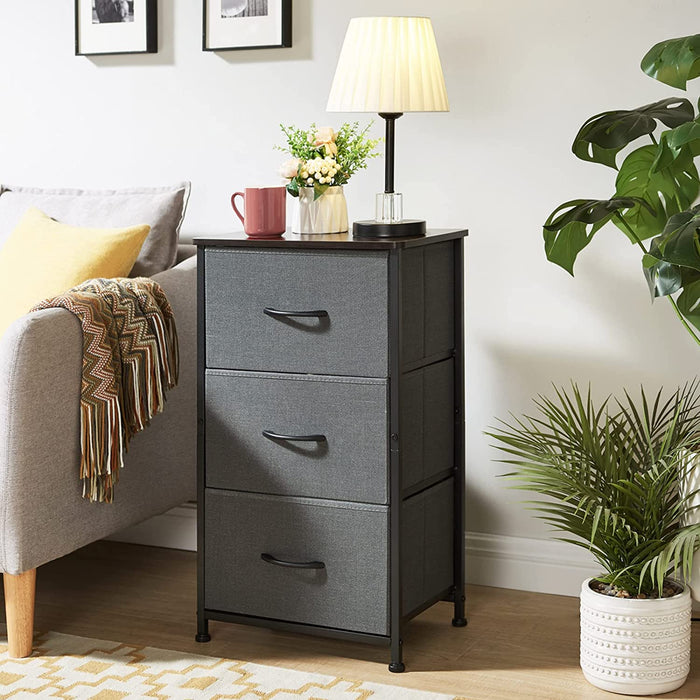 Charcoal Grey/Dark Walnut 3-Drawer Dresser