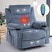 Overstuffed Recliner Chair W/Massage, Heat, Cup Holders, Blue