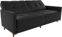 Mid Century Modern Black Faux Leather Sofa Bed