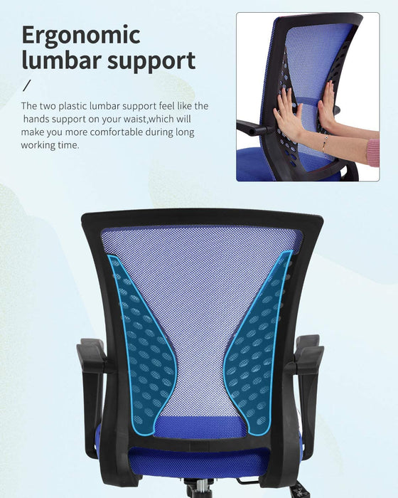 Ergonomic Blue Mesh Office Chair with Armrests