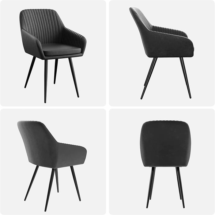 Set of 2 Velvet Accent Chairs, Black