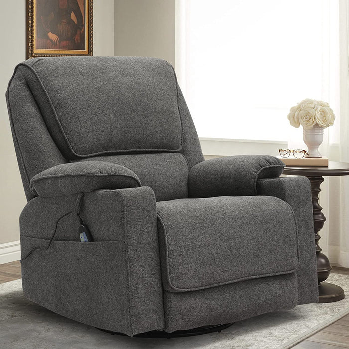 Fabric Rocking Recliner Chair with Massage, Grey