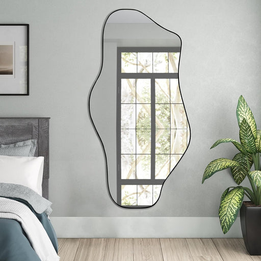 Irregular Mirror, Asymmetrical Mirror, Modern Decorative Mirror, Large Irregular Body Shape Mirror, Black Frame Mirror for Living Room Bathroom Bedroom Entryway Fireplace, 47.2"X21"