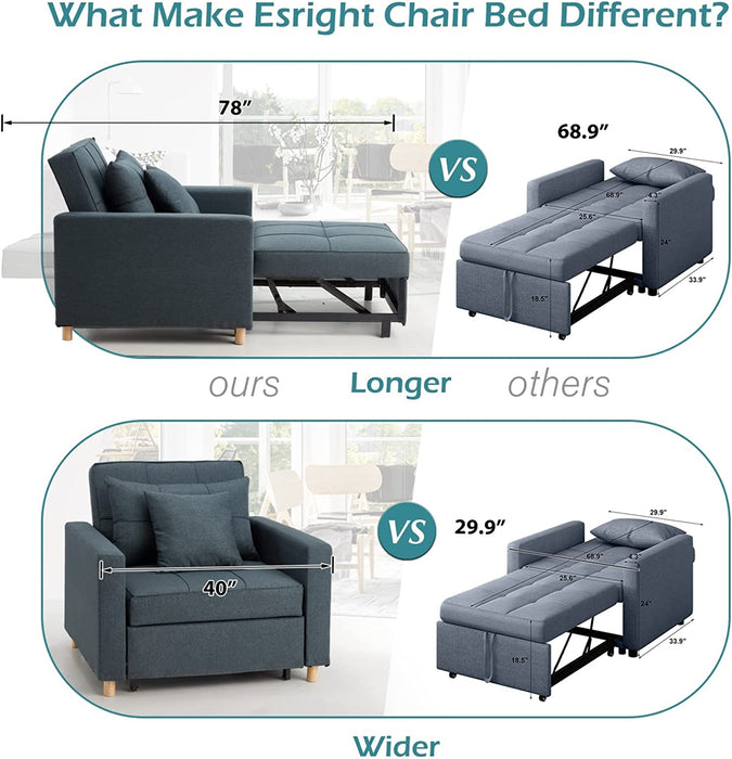 Multi-Functional Navy Sleeper Chair Bed