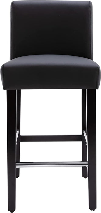 Upholstered Black Hardwood Barstools, Set of 2