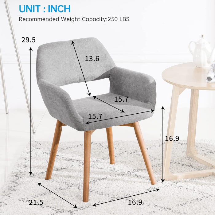 Modern Solid Wood Dining Chairs, Set of 2/4, Gray