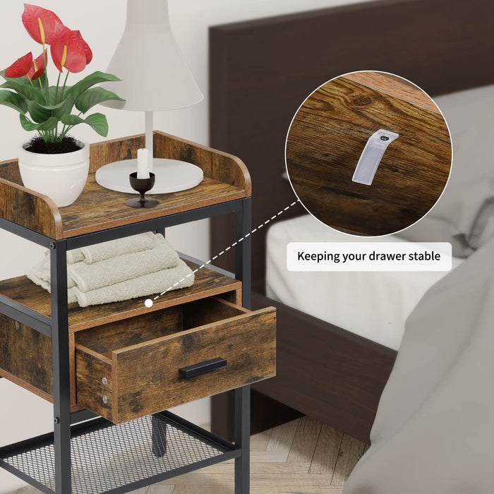 Industrial 3-Tier Nightstand Set