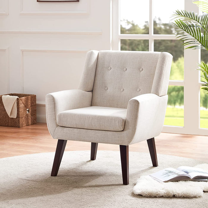 Mid-Century Modern Beige Accent Chair