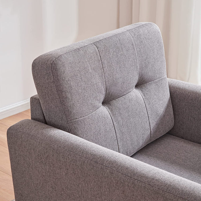 Mid Century Modern Linen Armchair in Stone Grey