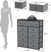 Grey Fabric 12-Drawer Tall Bedroom Dresser