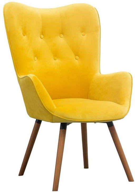 Yellow Velvet Tufted Accent Chair - Compact Size