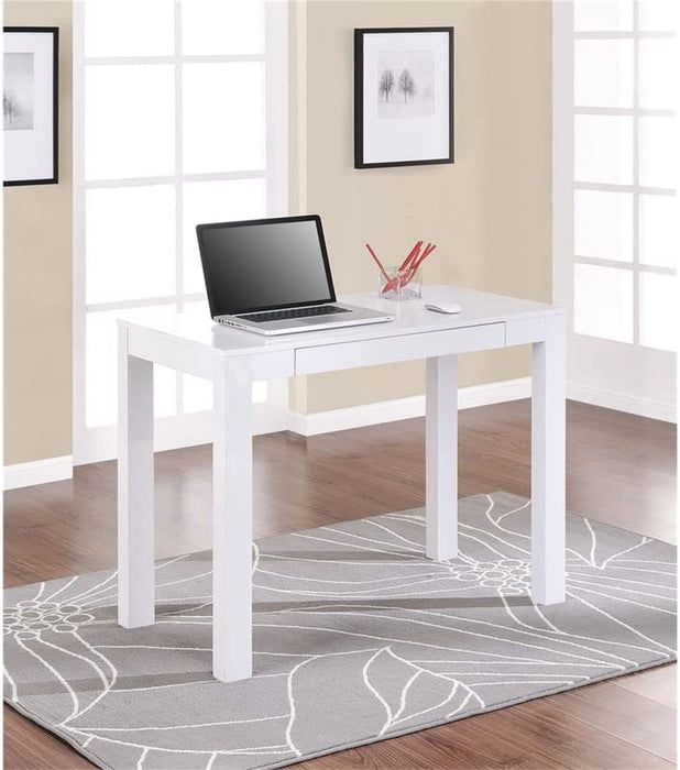 White Parsons Desk with Drawer, 19.7D X 39W X 30H