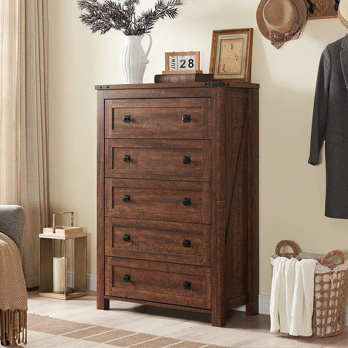 Rustic Barnwood Dresser with 5 Drawers