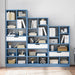 Bright Blue Wooden Bookcase with 8 Cubes