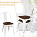 Set of 4 White/Brown Tolix Style Chairs