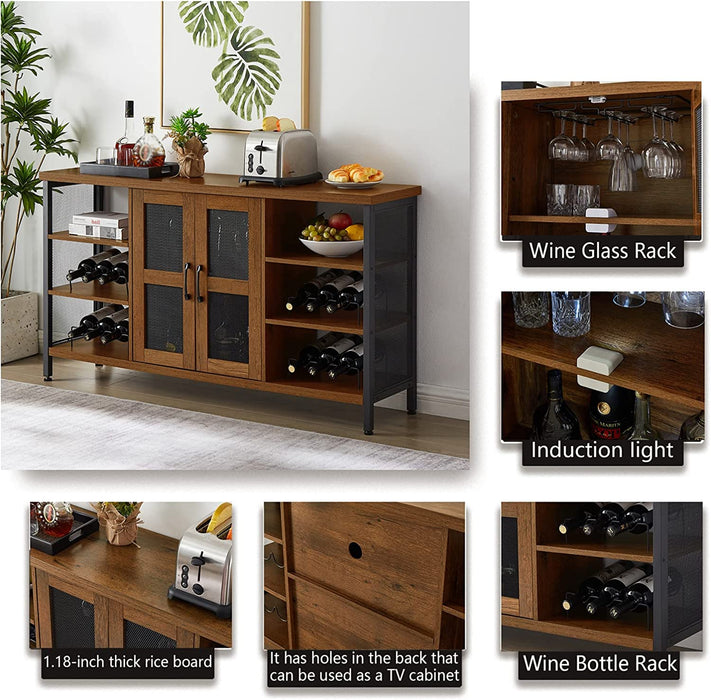 Wine Bar Cabinet with Wine Rack & Cupboard