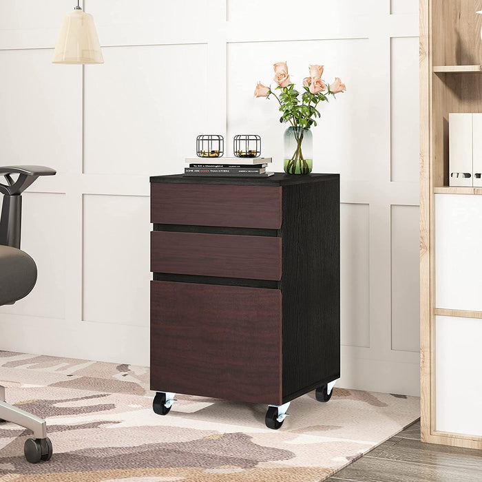 Rolling Wood File Cabinet for Home Office